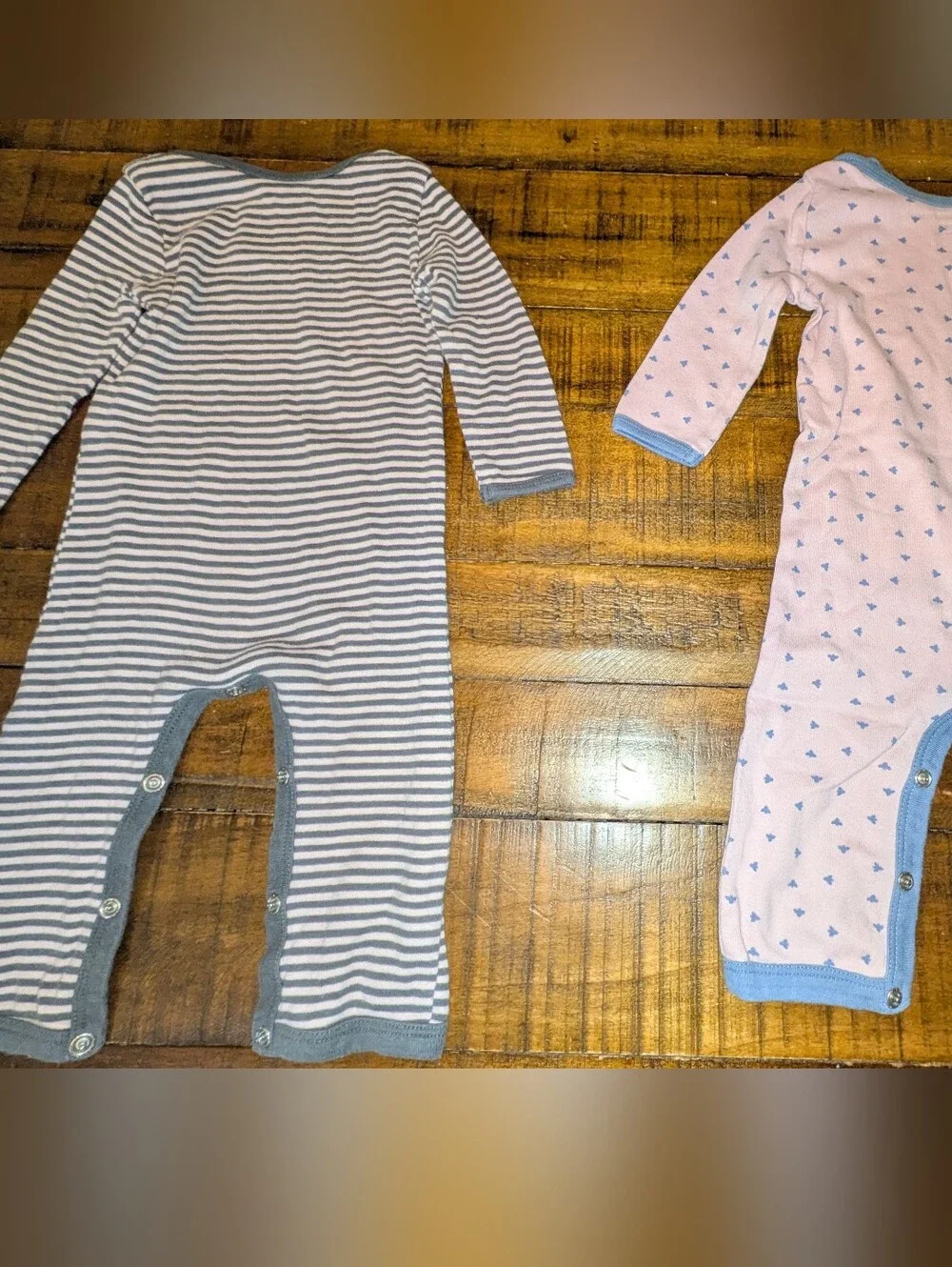 Burt's Bees Baby Blue & Gray Cotton Footie Two-Pack